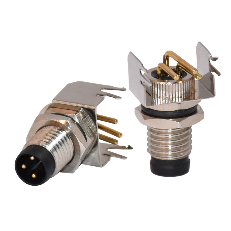 Rigoal M8 Waterproof Connector 90 Degree 4 Pin Panel Mount Connector