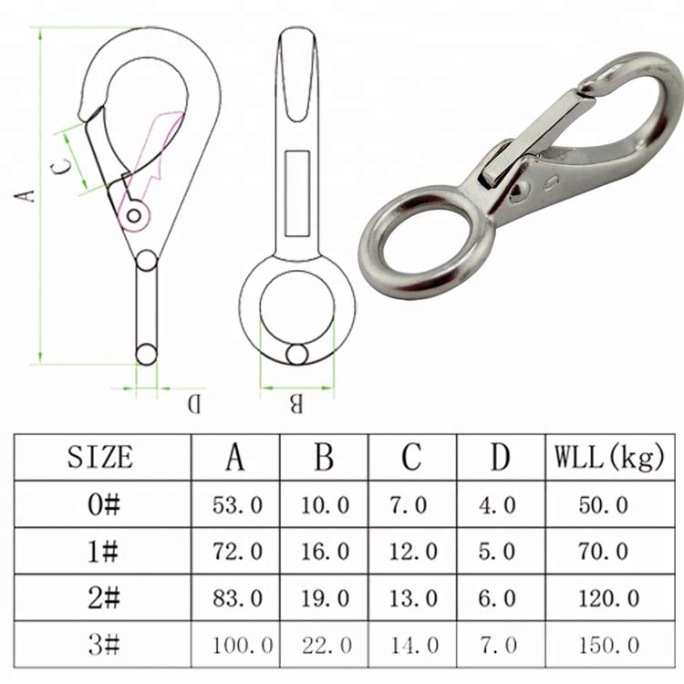 Stainless Steel 316 Mini Rigid Swivel Eye Snap Hook For Marine Quick Linking Requirements