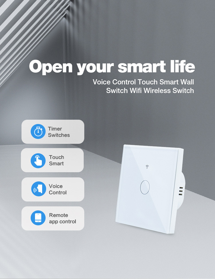 OEM ODM EU UK Standard 1gang Smart Wifi Wall Switch Waterproof For Home Automation