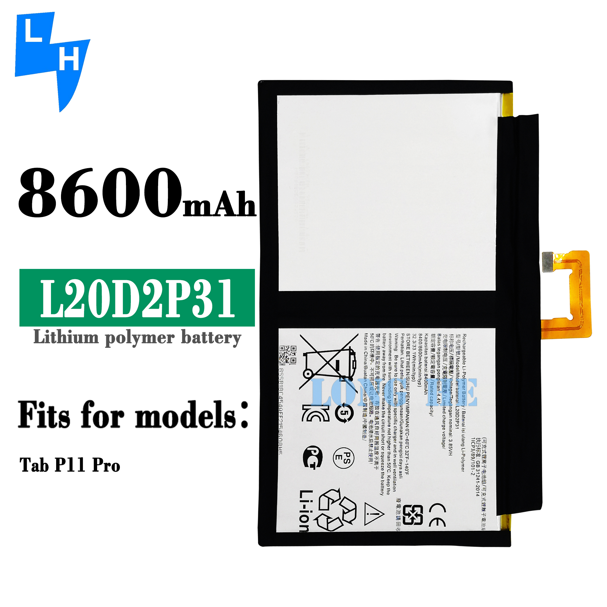 Stock Rechargeable 8600mAh Battery For Lenovo L20D2P31 TAB P11 Pro Smart Tab L20D2P31Tablet Battery