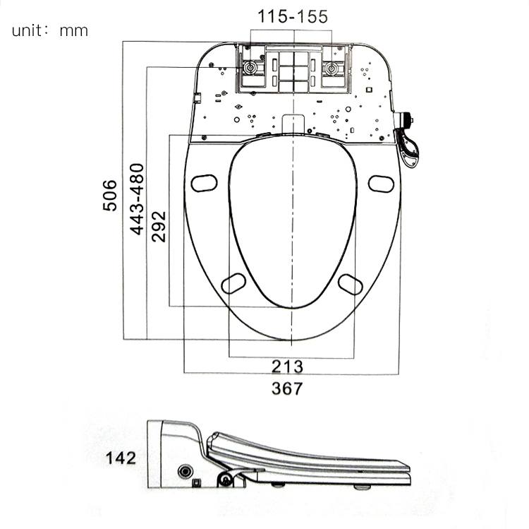 Korean style U shape electric smart toilet bidet plastic wc toilet cover seat