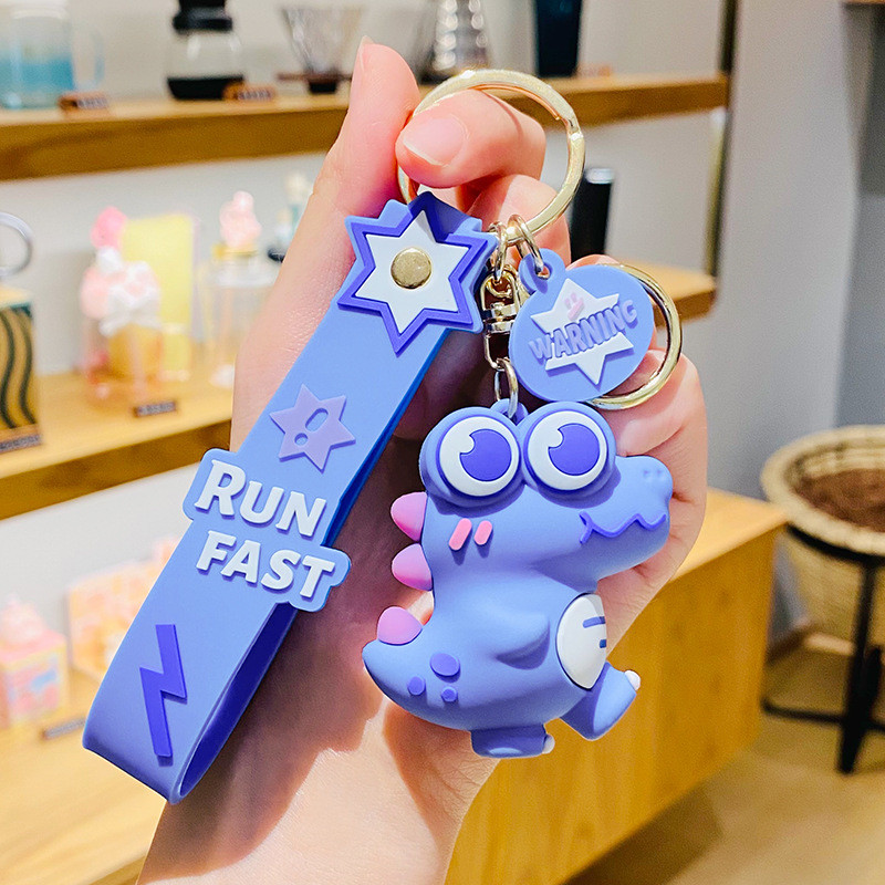 Cute Cartoon Keychain Pendant Silicone Stationery Novelty Dinosaur Charm Keyring For Boys Girls