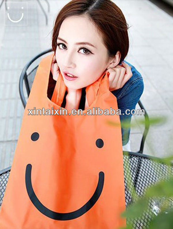 low price portable collapsible vest bags polyester shopping bags folded tote for shopping