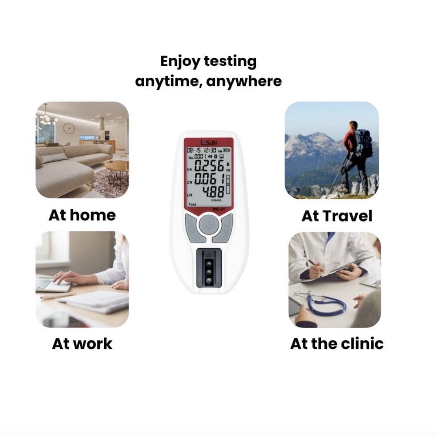 Lysun RFM-101 Rechargeable Uric Acid Test Meter With Bluetooth Connectivity