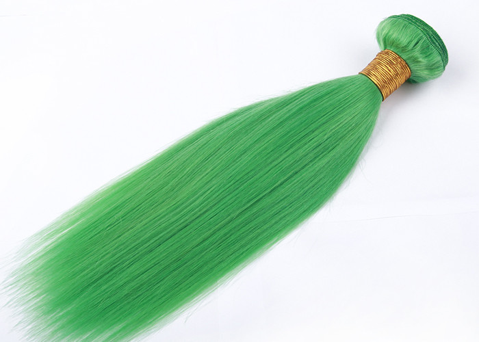 Green 100% Remy Virgin Human Hair , Straight Peruvian Weave Bundles