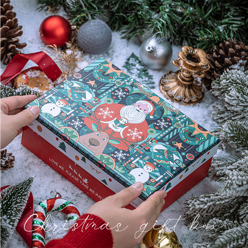 Custom Design Logo Christmas House Gift Kraft Paper Box With Lid with Gravnre Printing