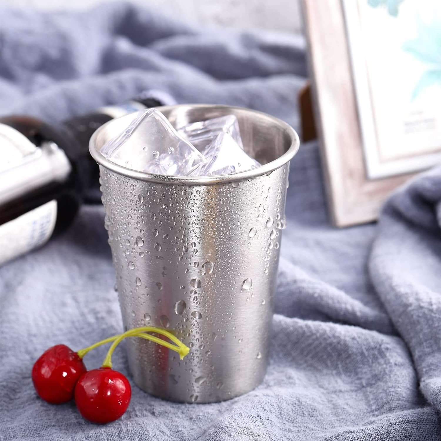 16 Pack Cylindrical Custom Stainless Steel Cups Shatterproof