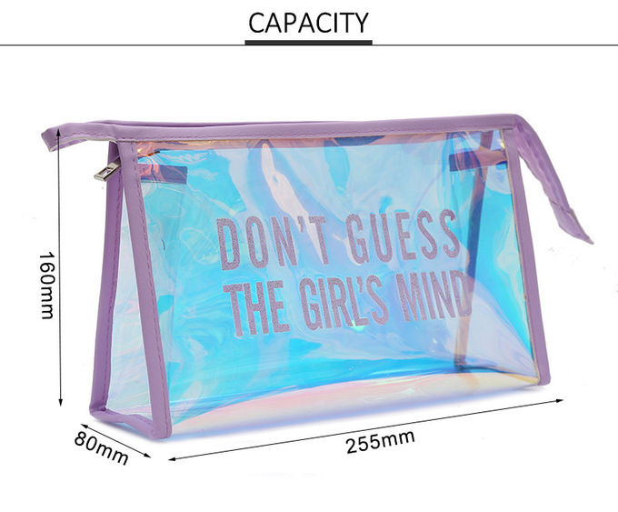 Custom Glitter Logo Holographic PVC Makeup Bag For Women