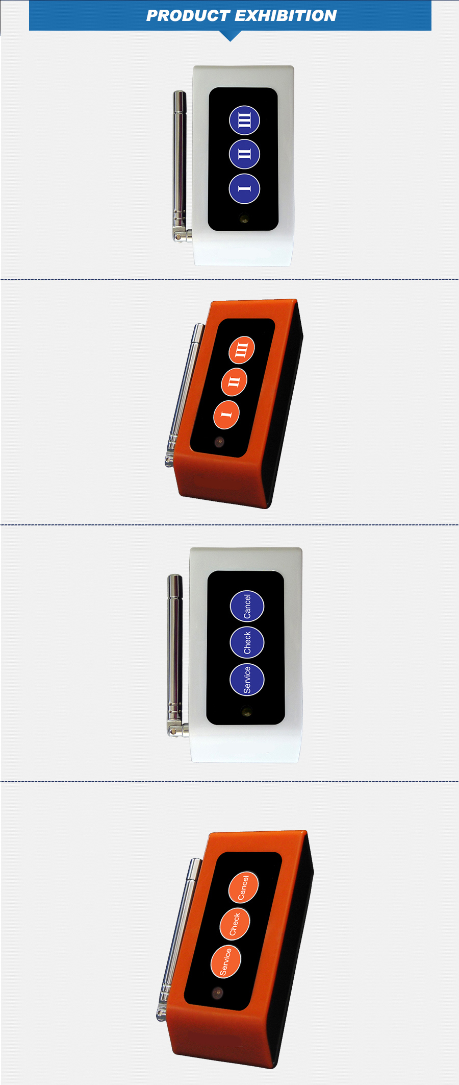 Hot sale wireless small size super signal transmitting distance multi-keys push call button