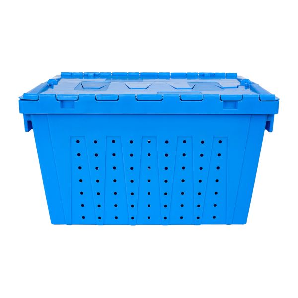 Supermarket Plastic Tote Box Acceptable OEM ODM Transport Turnover Crate with Mesh