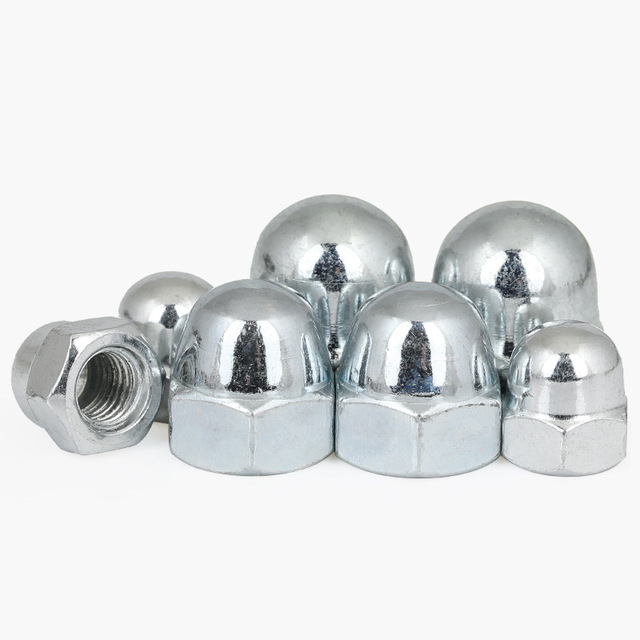 ASTM Fastener Certified DIN1587 Hex Domed Cap Nuts with Nickel Galvanized Finish