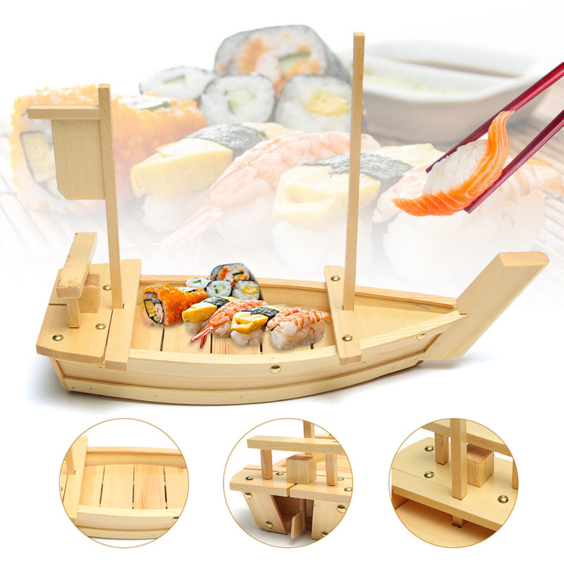 100% Natural Bamboo 23'' Sushi Boat Tray For Restaurant