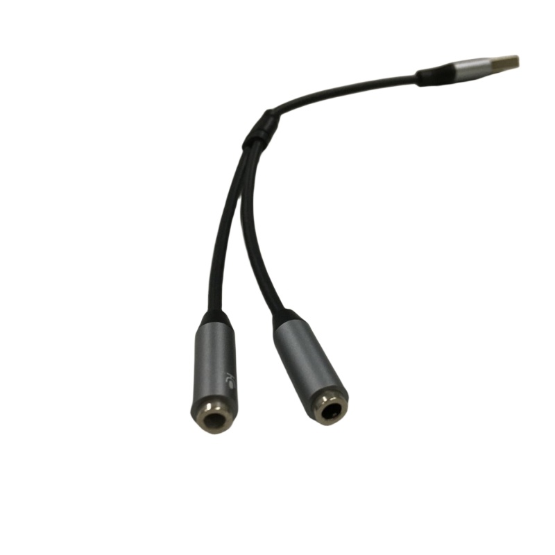 Professional Cable Assembly Factory One USB to Two 3.5 mm Headphone Jack Adapter Y Splitter Charging Cable