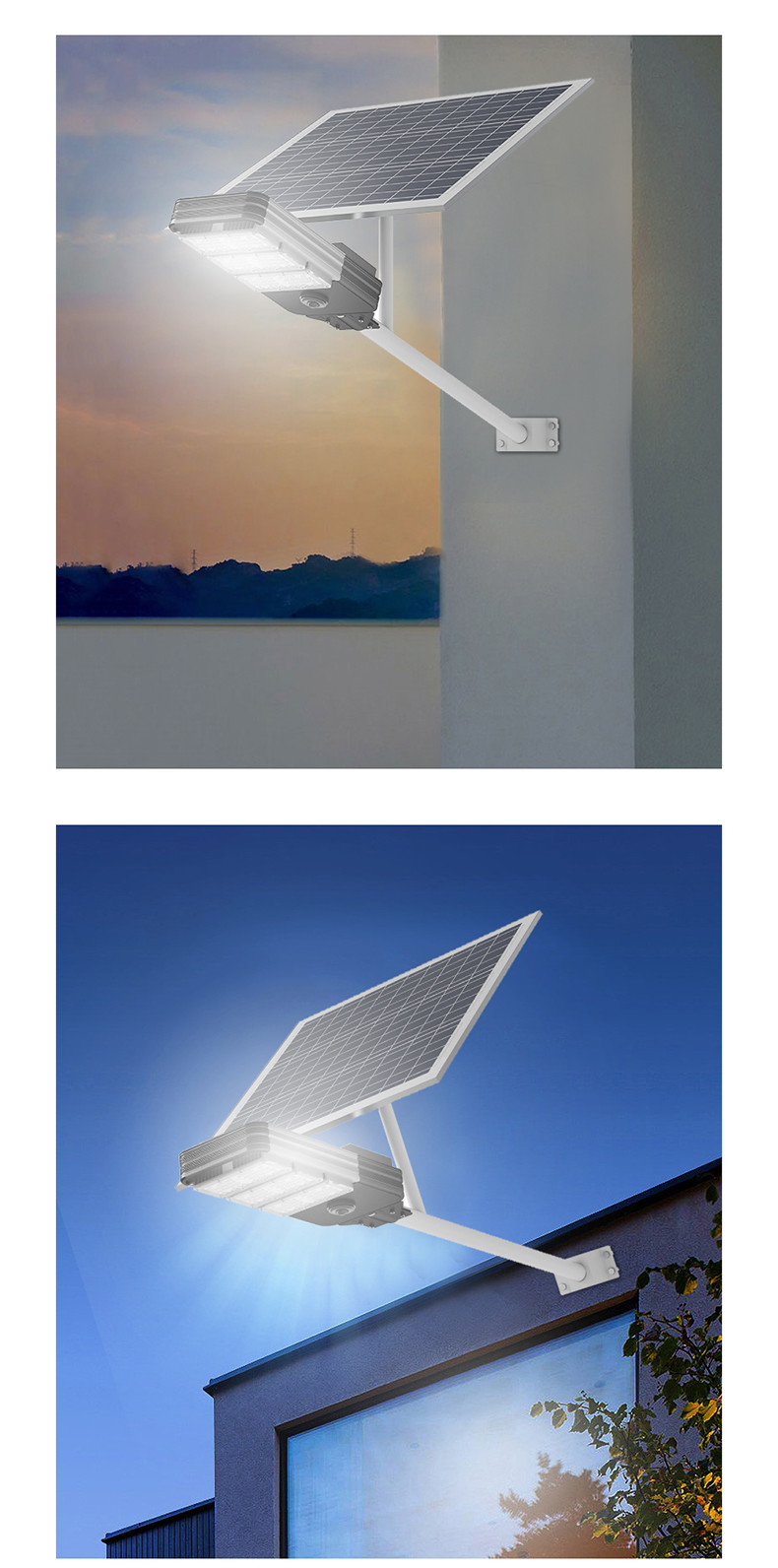 150w Solar Powered LED Street Lights Ip66 Ip67 King Kong 3 Heads 50x22x9cm