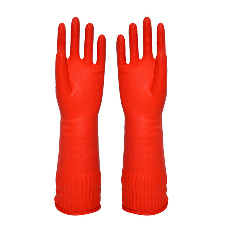 Soft Extra Long Sleeve Rubber Gloves Length 380mm Flocklined Type