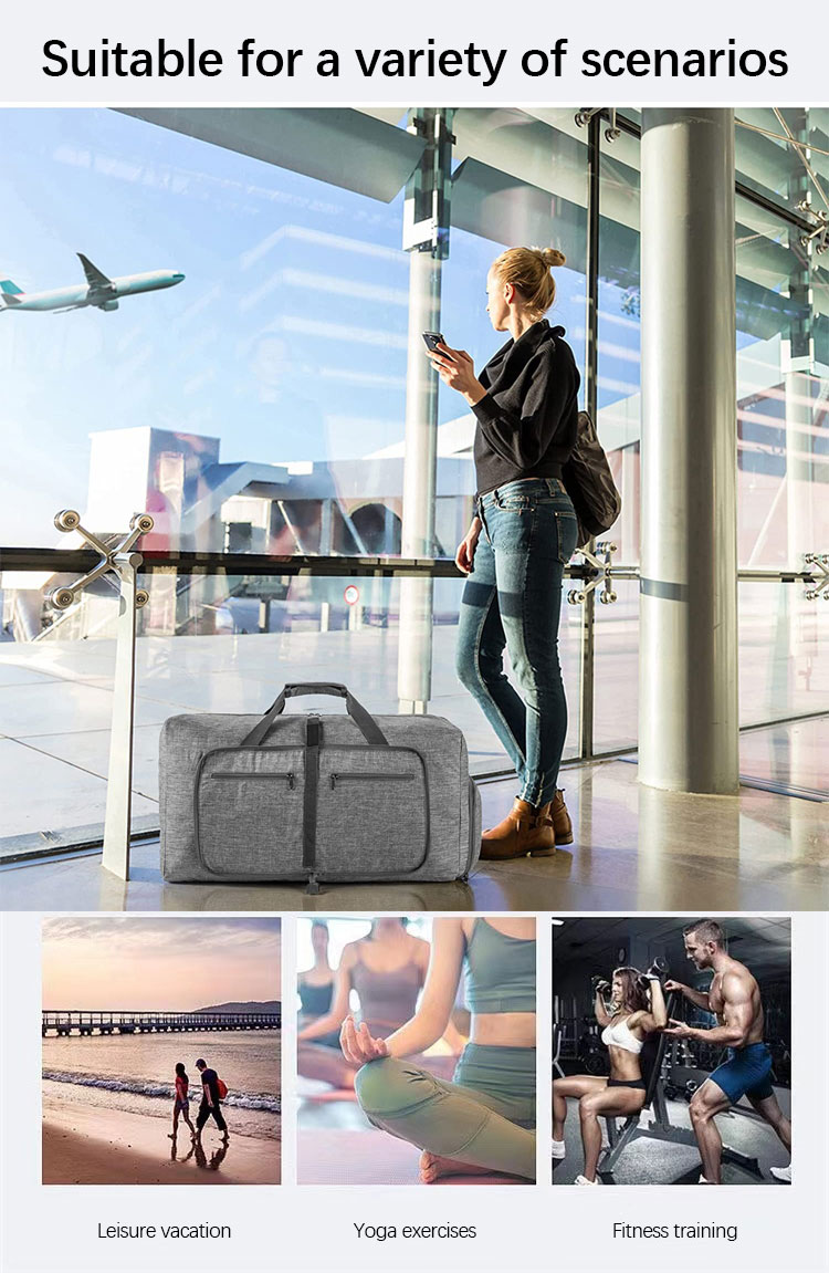 Custom Logo Waterproof Duffel Bags Weekender Overnight Bag With Shoes Compartment