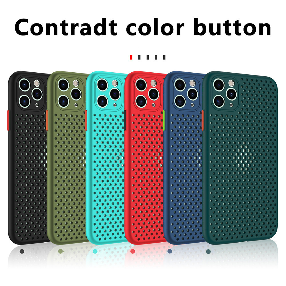 Iphone 6 7 8 Plus 11 12 Pro Max Soft Tpu Material Mesh Design Heat Dissipator Anti-Shock Phone Case