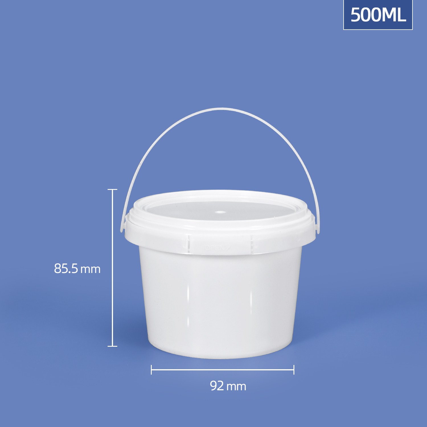 500ml Plastic Food Bucket With Handle for Liquid Honey Yogurt Popcorn Packing Container