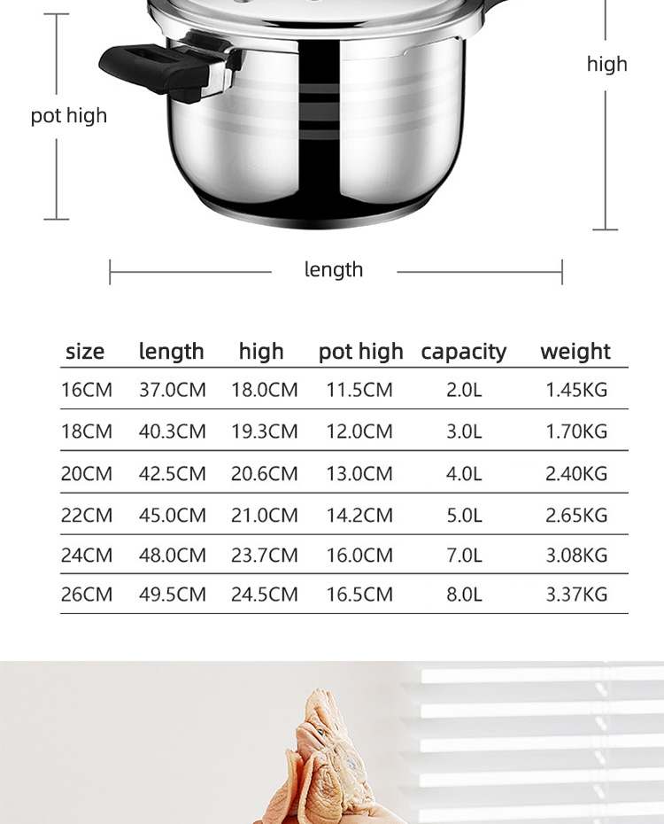 304 Stainless Steel Rice Cooker 18 - 24cm Multifunctional Induction Pressure Cooker