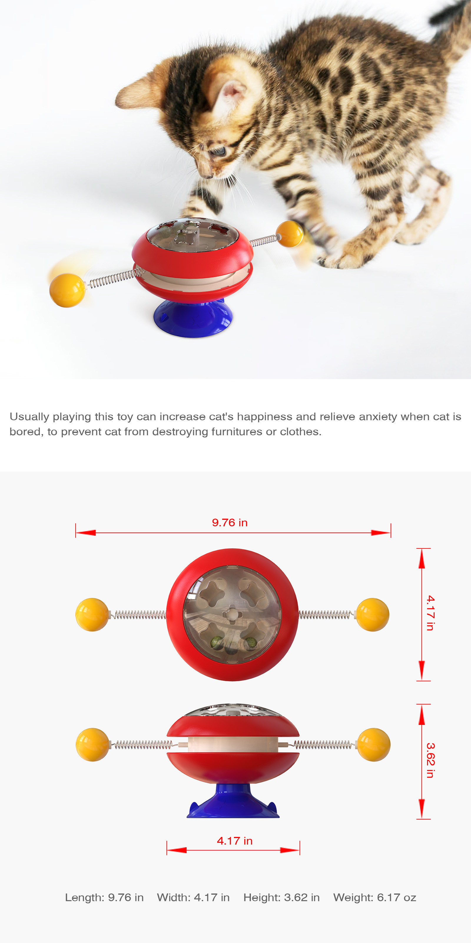 Cat Interactive Pet Toys Gyro Turntable Catnip Ball ABS OEM