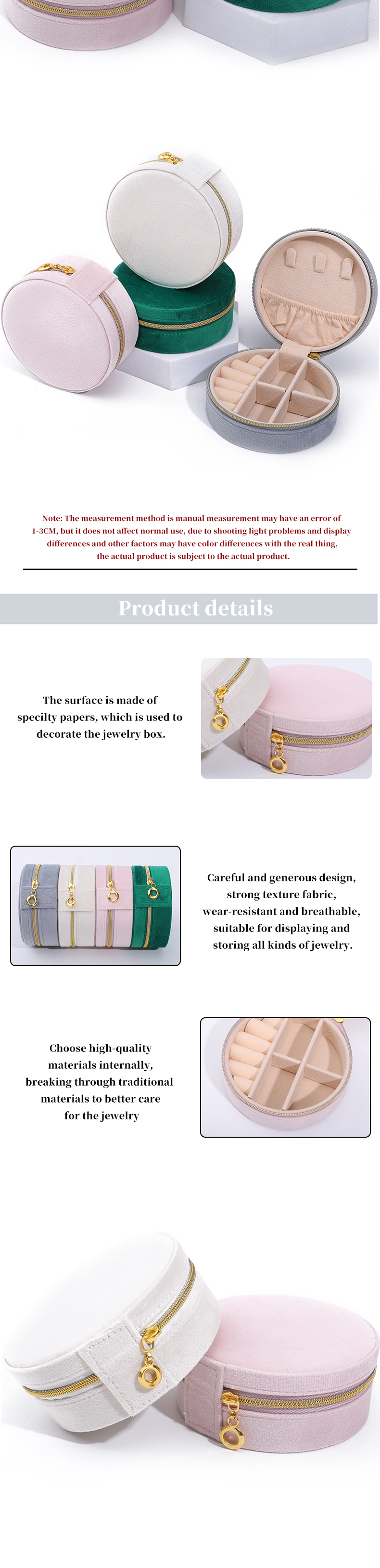 Velvet Jewelry Storage Box for Custom Logo Earrings Necklaces and Rings Packaging