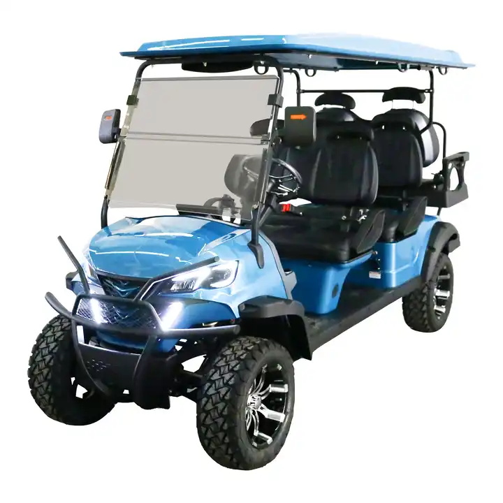 2024 Manufacture Blue power 48V Electric Golf Cart with 6 Seats and Rear Hub Motor