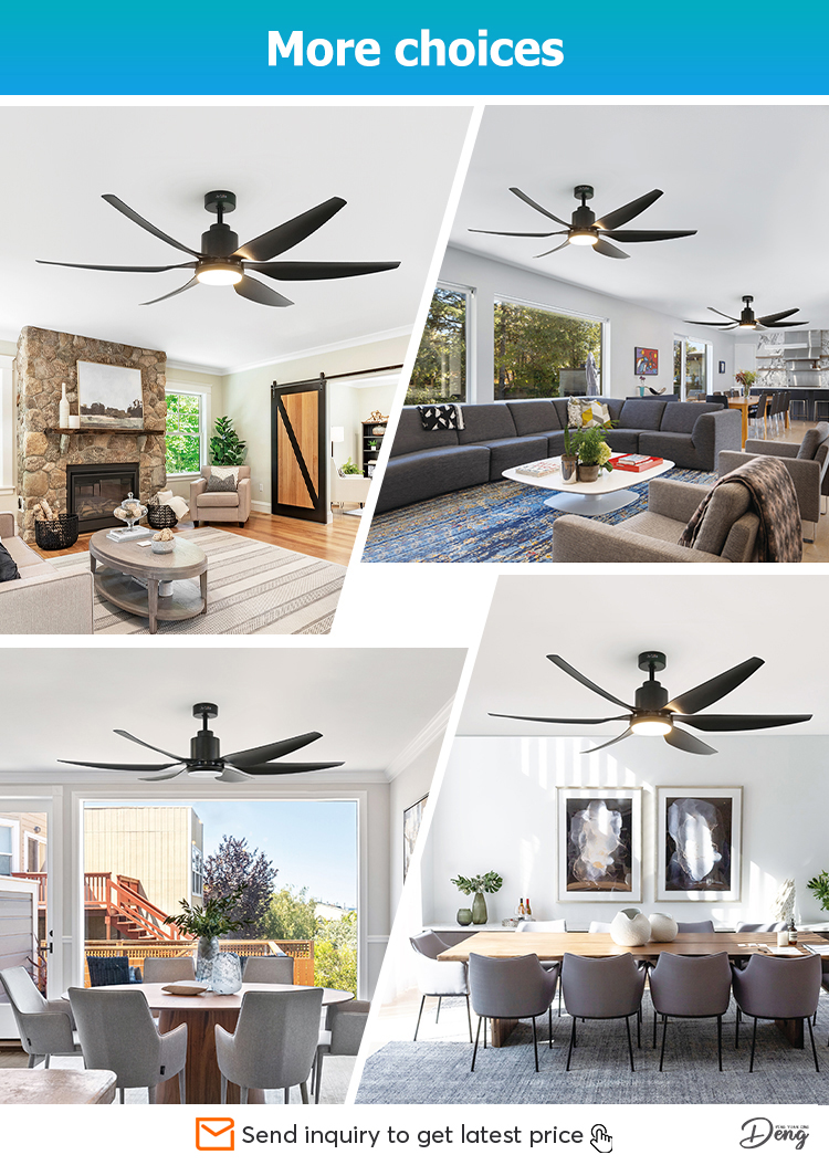 66 Inches Black Ceiling Fan Office Smart Design with LED Light and 10- from 1stshine