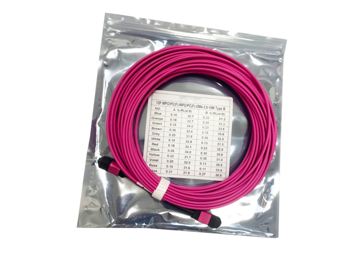 FTTH Datacenter 12F Multimode SM Type B OM4 Fiber Optic Cable UPC LSZH MPO 15M