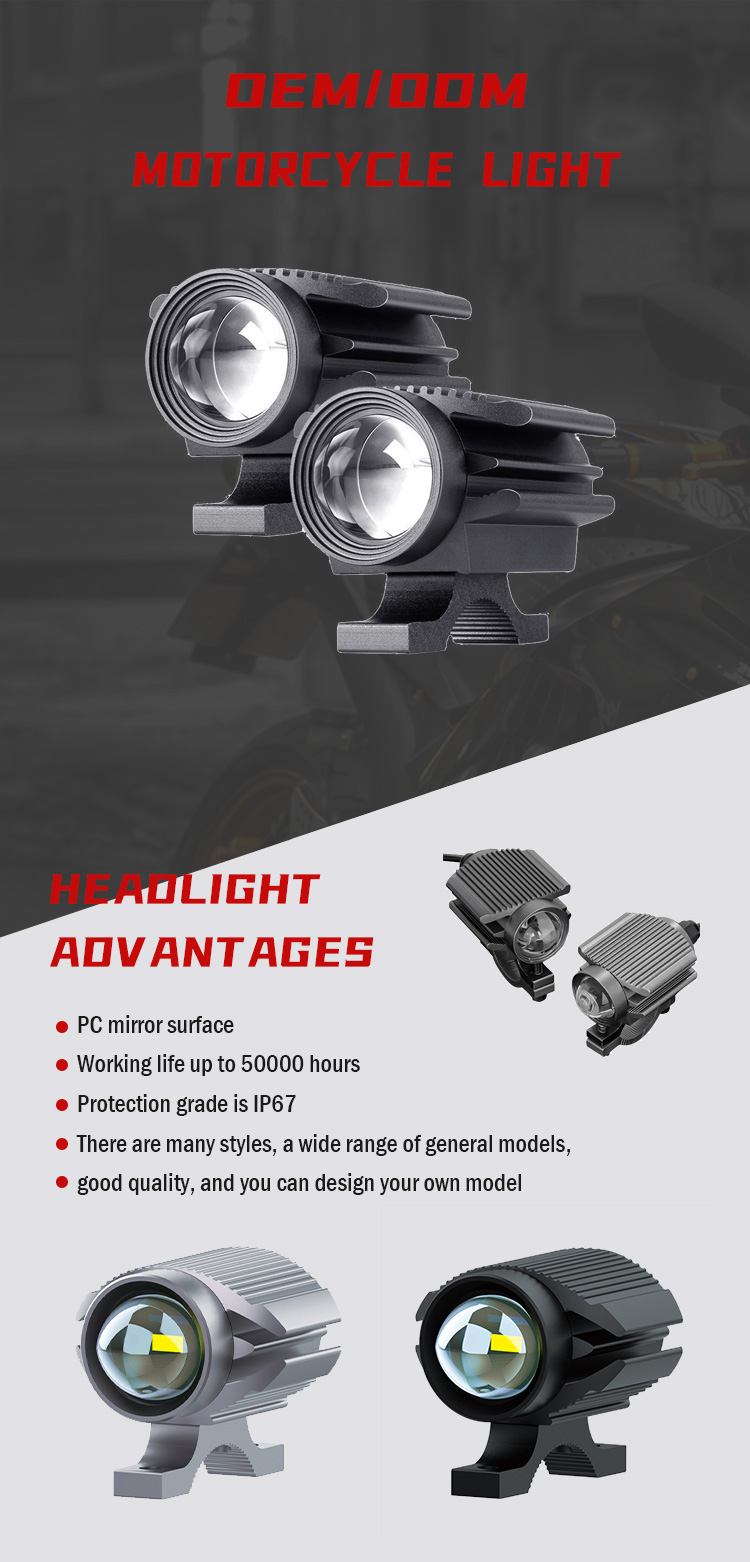 6000K 2 Inch Round Fog Lights 30W LED Motorcycle Lights Spot Beam Dual Color