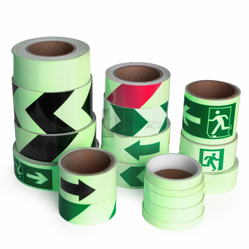 Chevron Arrow PVC Adhesive Luminous Glowing Warning Tape Photoluminescent Tape For Safety Conspicuity Marking