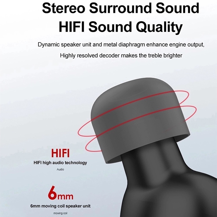 Waterproof Noise Canceling Stereo Sport Wireless Invisible Earbuds for Android