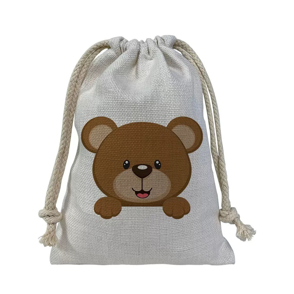 Various Sizes Linen Sublimation Drawstring Pouch Customization 20*28cm 26*32cm