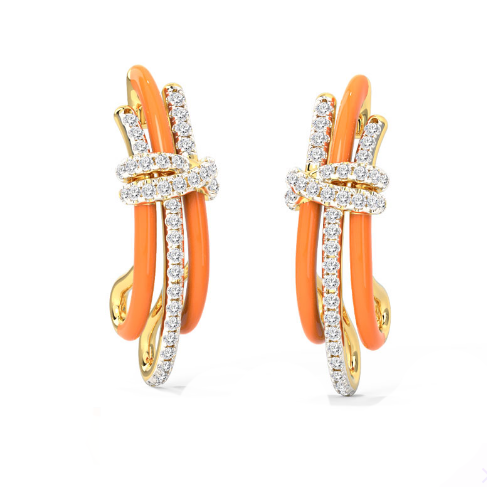 2024 Fashion Brazilian Enigma Silver Earrings with Orange Epoxy and White CZ Jewelry Accessorie