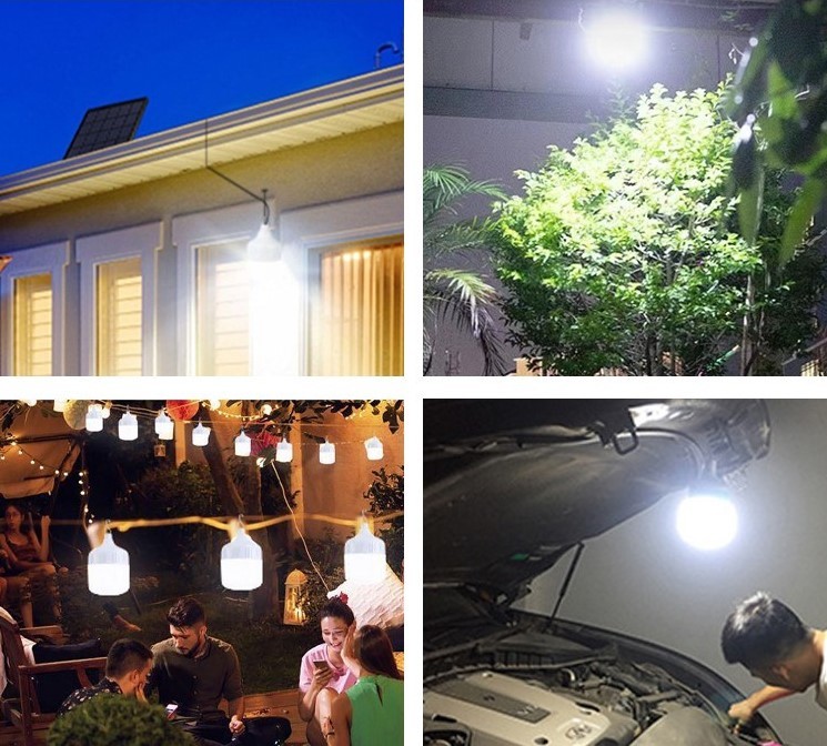 80W Waterproof Solar Emergency Light , Solar Emergency Bulb Lamp With Solar Charger
