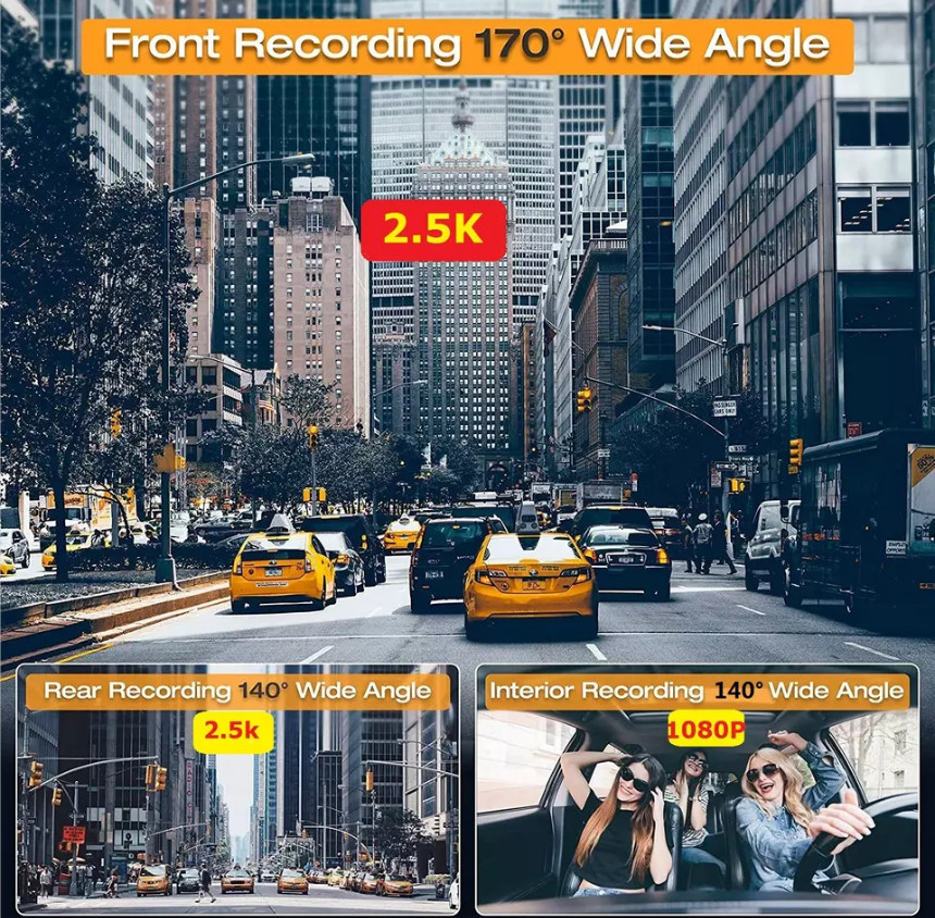 Car IPS 4K Wifi GPS 1080p Hd DVR Dashcam for Front And Rear Inside