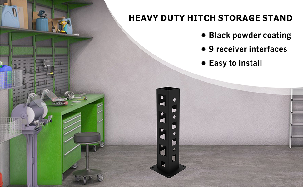 1.25"/2" Hitch Storage Heavy Duty Receiver Garage Hitch Stand Holder Base 9 Hitch Storage Ground Mount