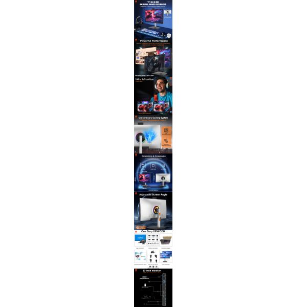 27 Inch UHD Resolution TF Gaming All-in-One Computer Monitor, 2K IPS Panel 100Hz with Fixed Bracket