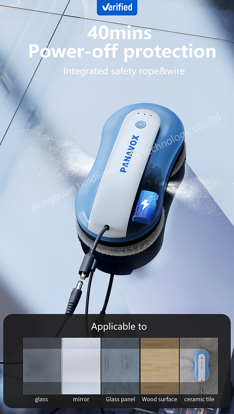 65dB Noise RN2-02 Remote Control Window Cleaner for Indoor and Outdoor Glass Surfaces