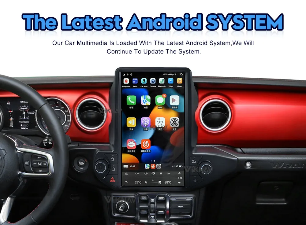 Tesla Style Wrangler Jeep Radio Upgrade 2018-2021 Carplay Head Unit Stereo Replacement
