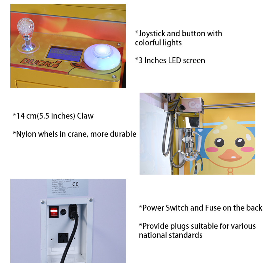 Customized Claw Crane Arcade Machine Voltage Adjustable With Bill Acceptor