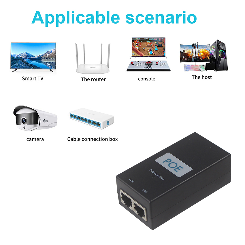 110V-240V 50-60Hz 24V 1A POE Injector Adapter For Security CCTV IP Camera