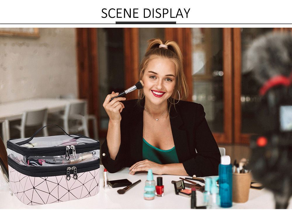 Zipper Closure Marble PU Makeup Organizer Travel Bag