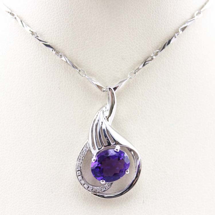 Women Jewelry 8mm x10mm Garnet Cubic Zircon Pendant Necklace (P36 )