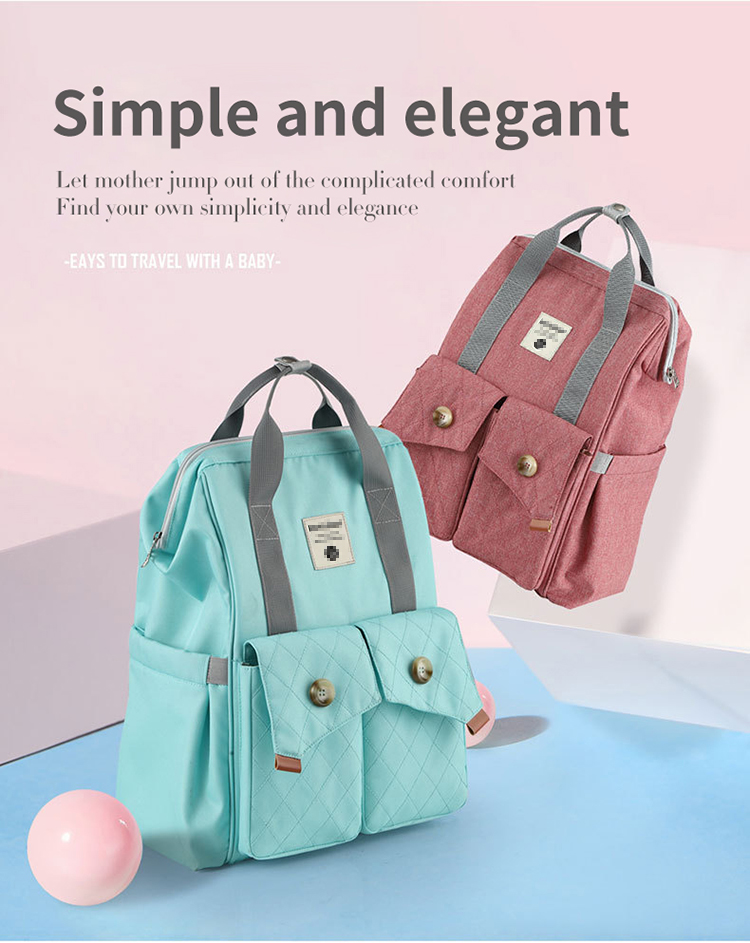 Multifunctional Mommy Diaper Bag Backpack With Trailer Buckle OEM ODM