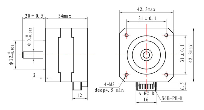 42x42x34mm 2 Phase 1.8 Degree Nema 17 Stepper Motor for Drawing equipment