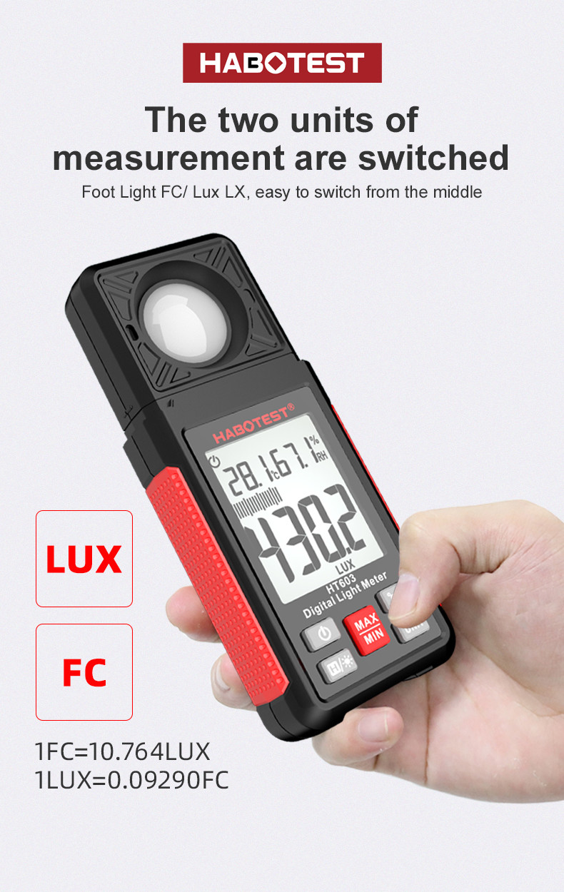 HT603 200,000 Lux Auto Digital Lux Meter Light Meter Digital Illuminance Meter