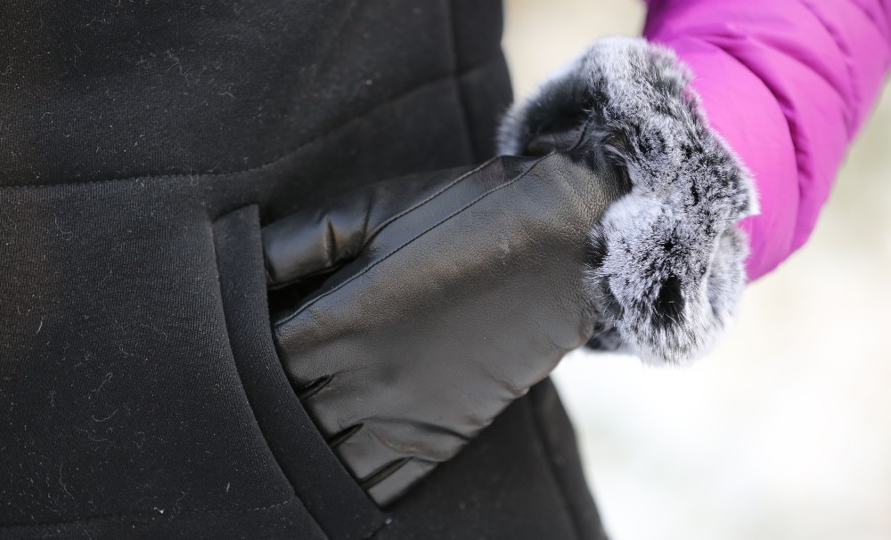 New Collection Fashion Genuine leather Rex Rabbit Fur Cuff Wool Lined Sheepskin Ladies Dress Gloves