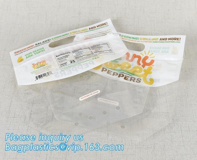 Fresh Vegetables Packaging Plastic Bag, Fresh Fruit & Vegetable Packaging Plastic Fruit Bag with Handle, breathable opp