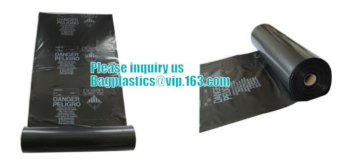 PE packing bag for Asbestos fibers, large size thicker LDPE asbestos remove bags, Large Asbestos Waste Removal Bags, pac