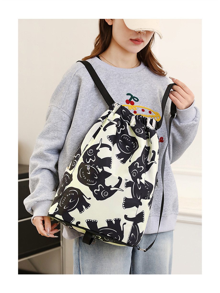 Fashion Sports Bckpack Lightweight Travel Multifunctional Women's Bag Large Capacity Printed Drawstring